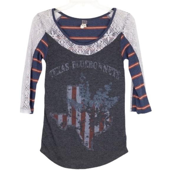 We The Free Texas Bluebonnets Lace Tee Size Small - Picture 1 of 5